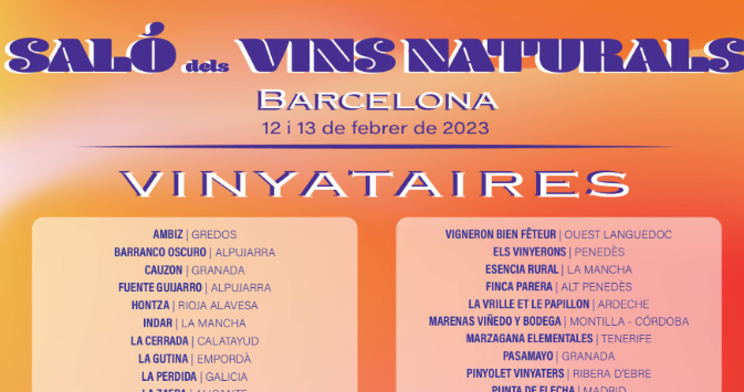 Saló de Vins Naturals de Barcelona 2023: llistat de vinyataires